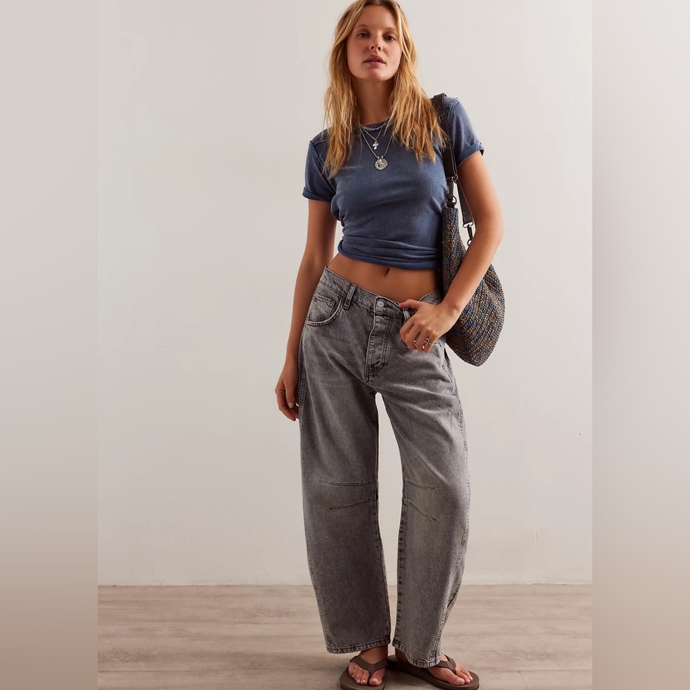 We The Free Good Luck Mid-Rise Barrel Jeans